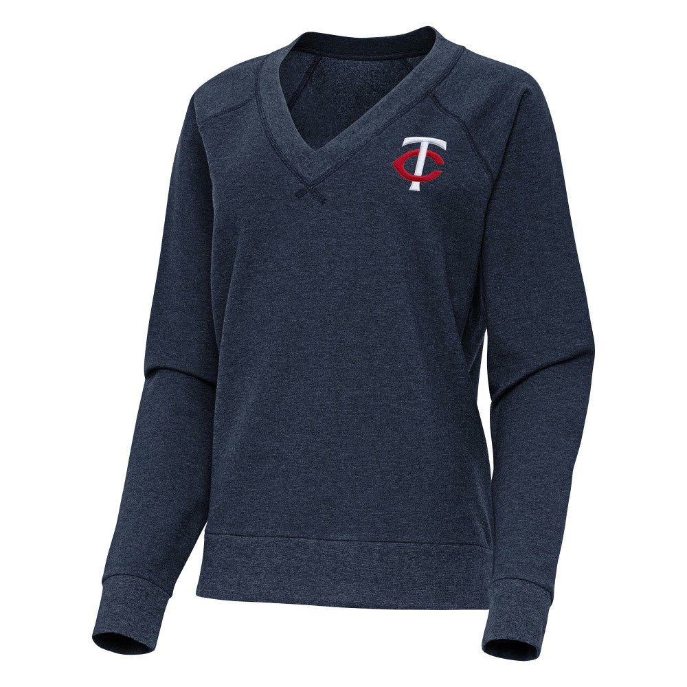 Minnesota Twins Antigua Women's Varsity Tri-Blend V-Neck Long Sleeve T-Shirt - MLB
