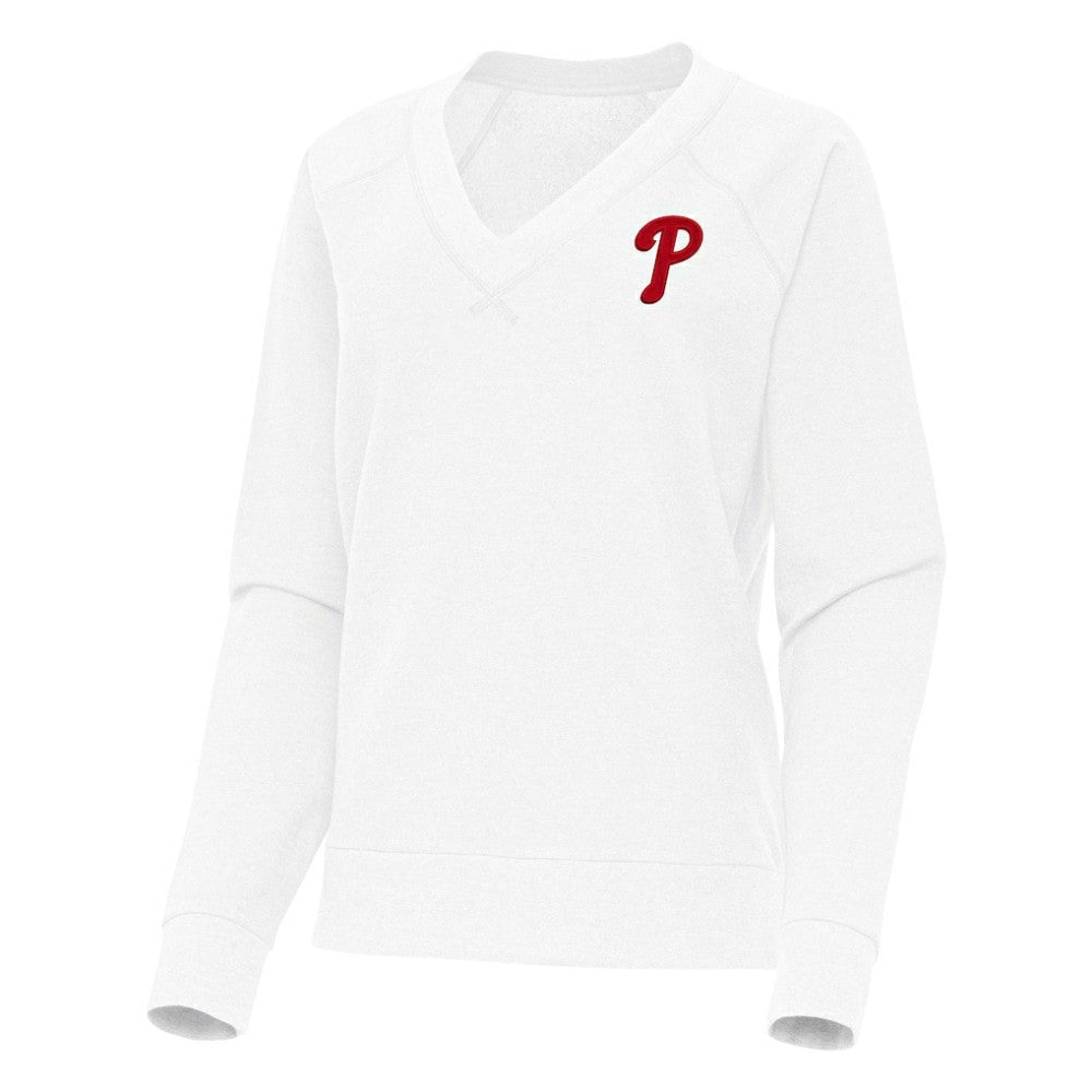 Philadelphia Phillies Antigua Women's Varsity Tri-Blend V-Neck Long Sleeve T-Shirt - MLB