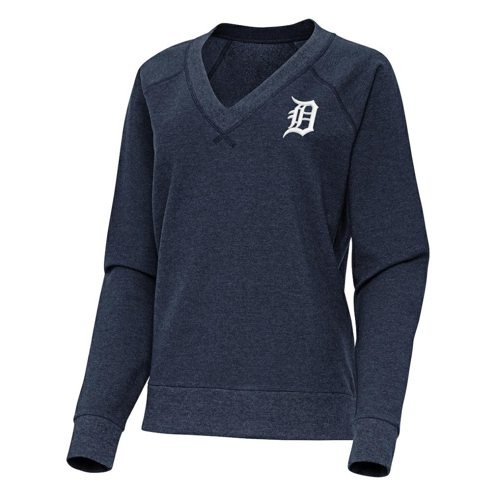 Detroit Tigers Antigua Women's Varsity Tri-Blend V-Neck Long Sleeve T-Shirt - MLB