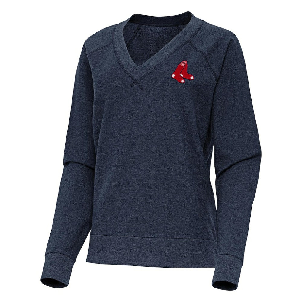 Boston Red Sox Antigua Women's Varsity Tri-Blend V-Neck Long Sleeve T-Shirt - MLB