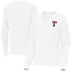 Texas Rangers Antigua Women's Varsity Tri-Blend V-Neck Long Sleeve T-Shirt - MLB