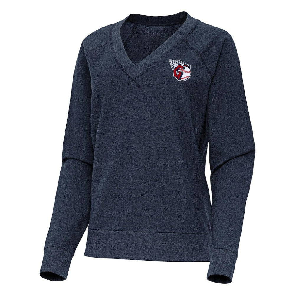 Cleveland Guardians Antigua Women's Varsity Tri-Blend V-Neck Long Sleeve T-Shirt - MLB