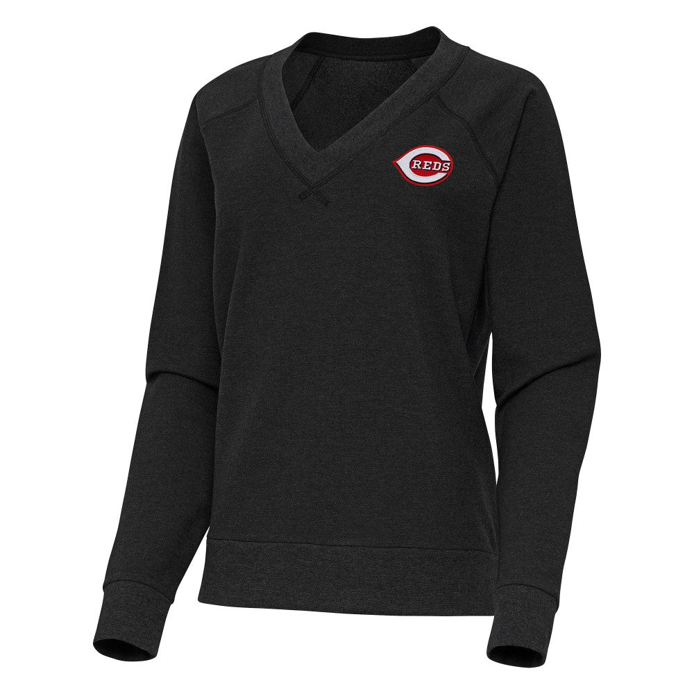 Cincinnati Reds Antigua Women's Varsity Tri-Blend V-Neck Long Sleeve T-Shirt - MLB