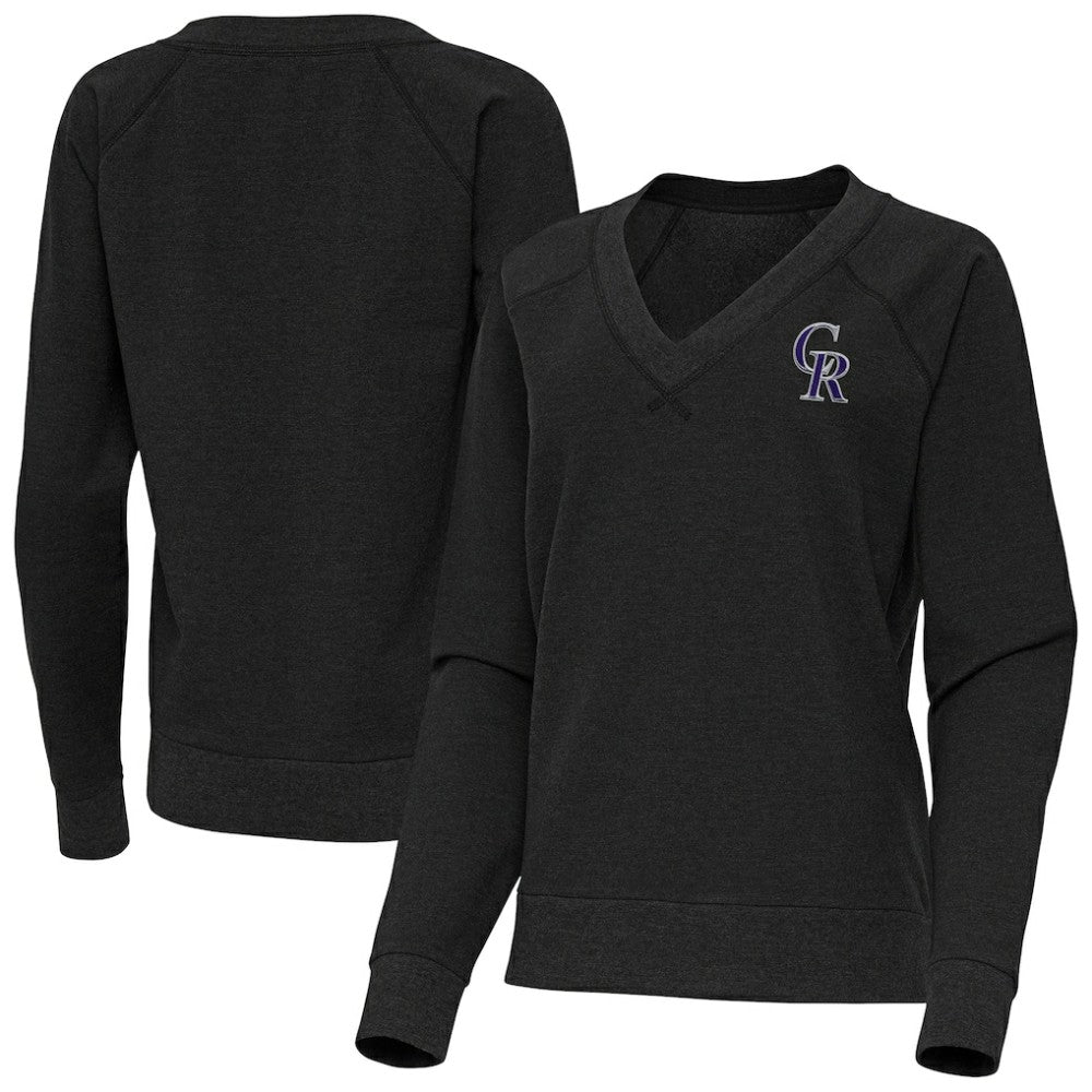 Colorado Rockies Antigua Women's Varsity Tri-Blend V-Neck Long Sleeve T-Shirt - MLB