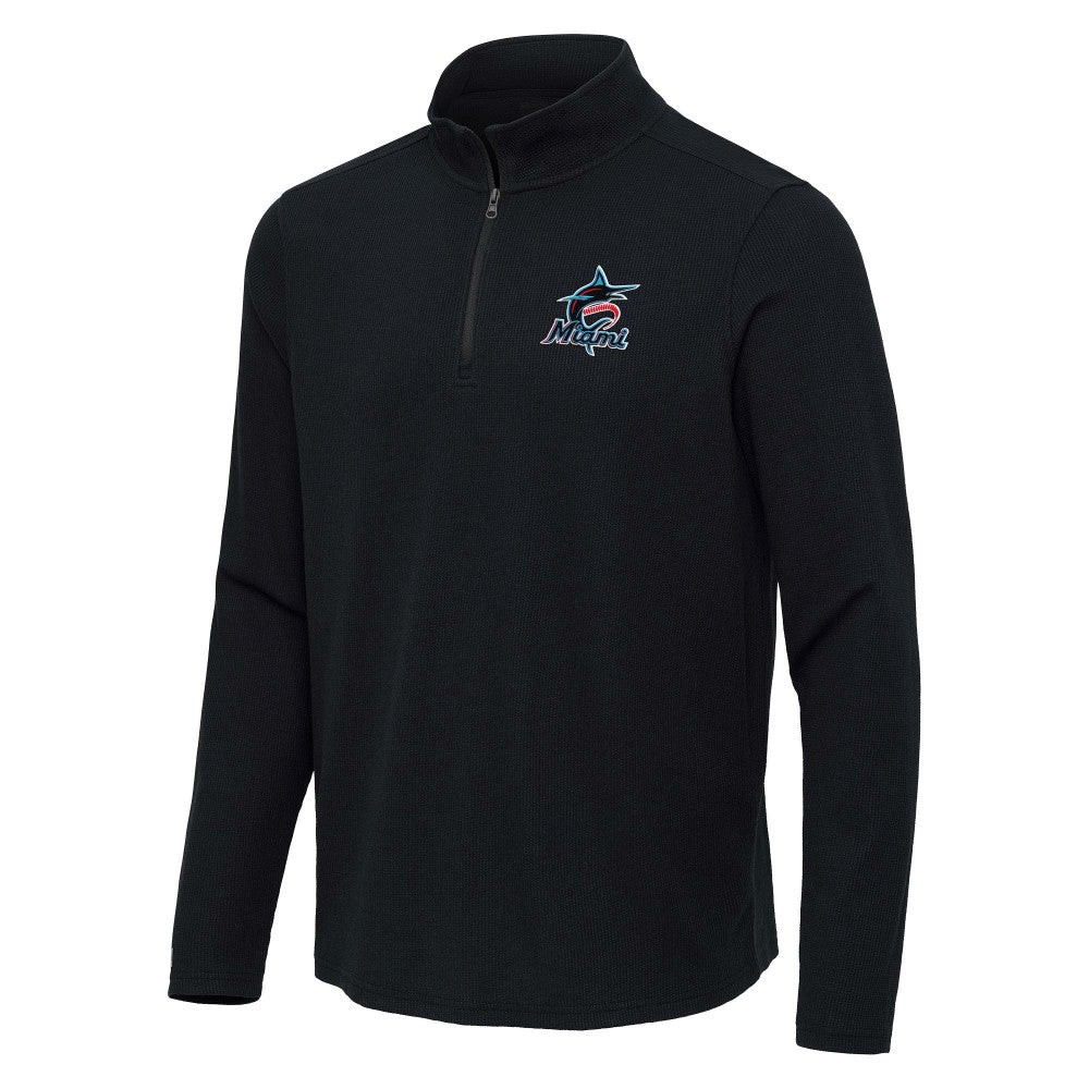 Miami Marlins Antigua Sync Tri-Blend Quarter-Zip Pullover - MLB