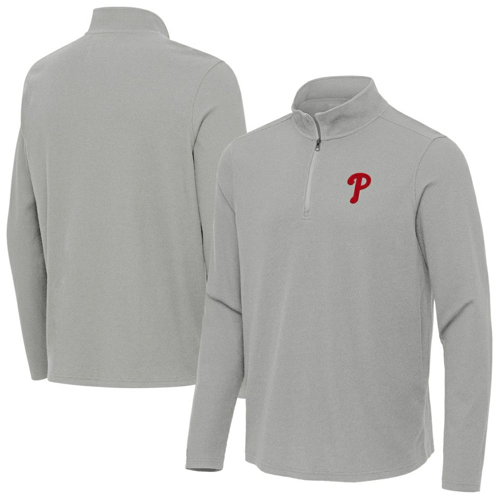 Philadelphia Phillies Antigua Sync Tri-Blend Quarter-Zip Pullover - MLB