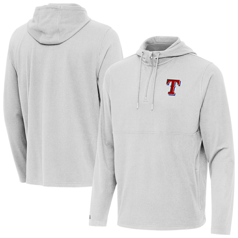 Texas Rangers Antigua Connected Quarter-Zip Pullover Hoodie - MLB