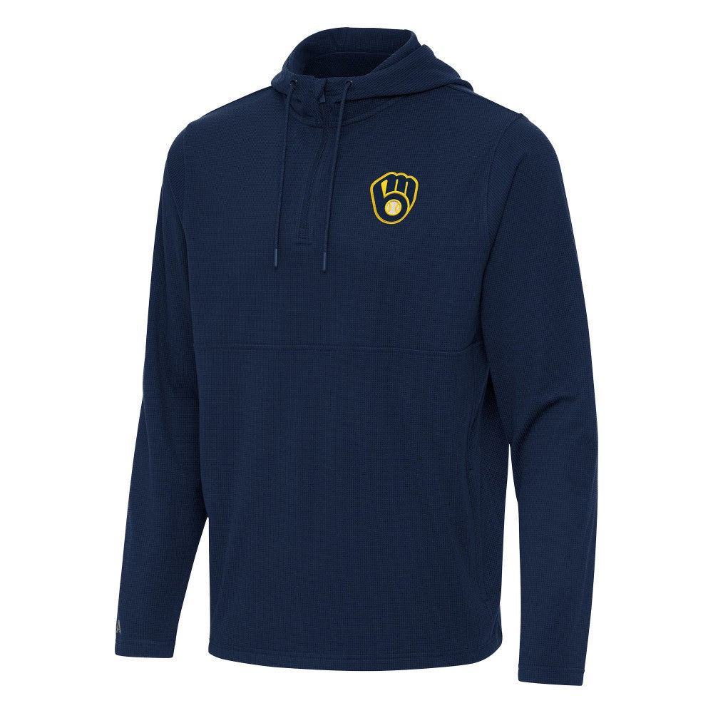 Milwaukee Brewers Antigua Connected Quarter-Zip Pullover Hoodie - MLB