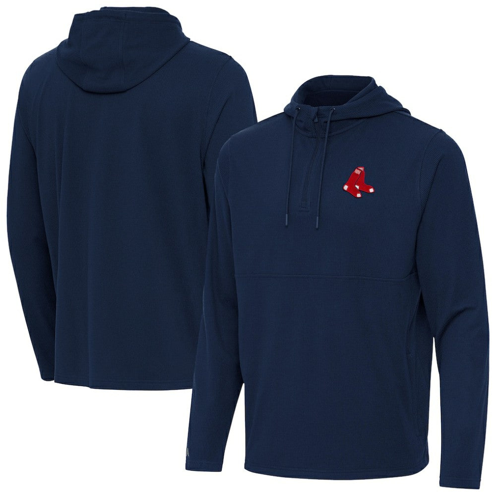 Boston Red Sox Antigua Connected Quarter-Zip Pullover Hoodie - MLB