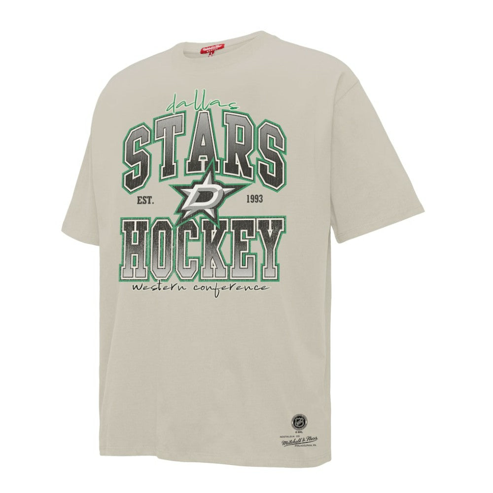 Dallas Stars Mitchell & Ness Women's Dump & Chase Boyfriend T-Shirt - Cream - NHL