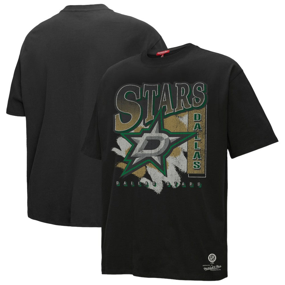 Dallas Stars Mitchell & Ness Women's Choppy Ice Boyfriend T-Shirt - Black - NHL