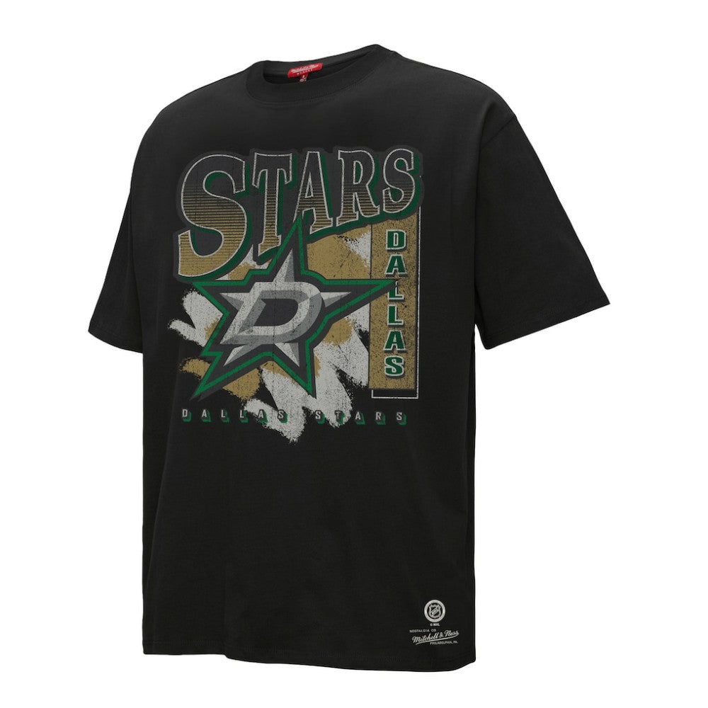Dallas Stars Mitchell & Ness Women's Choppy Ice Boyfriend T-Shirt - Black - NHL