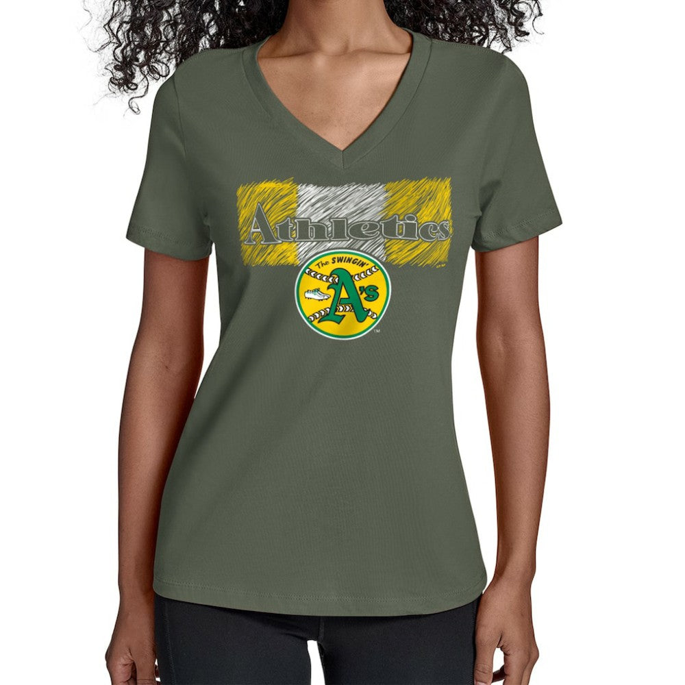 Athletics Starter Women's Team Color Shading V-Neck T-Shirt - MLB