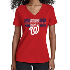 Washington Nationals Starter Women's Team Color Shading V-Neck T-Shirt - MLB
