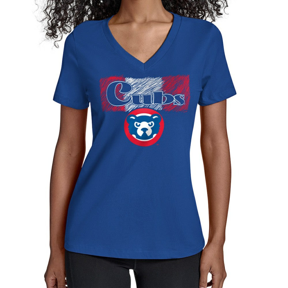 Chicago Cubs Starter Women's Team Color Shading V-Neck T-Shirt - MLB