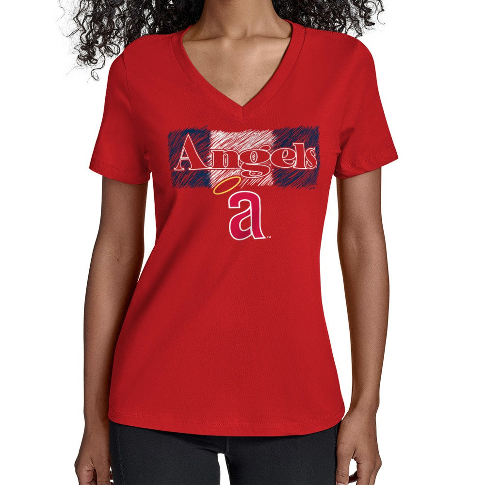 Los Angeles Angels Starter Women's Team Color Shading V-Neck T-Shirt - MLB