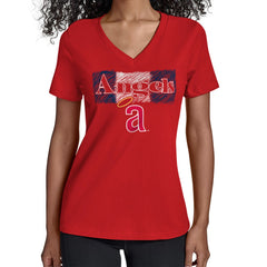 Los Angeles Angels Starter Women's Team Color Shading V-Neck T-Shirt - MLB