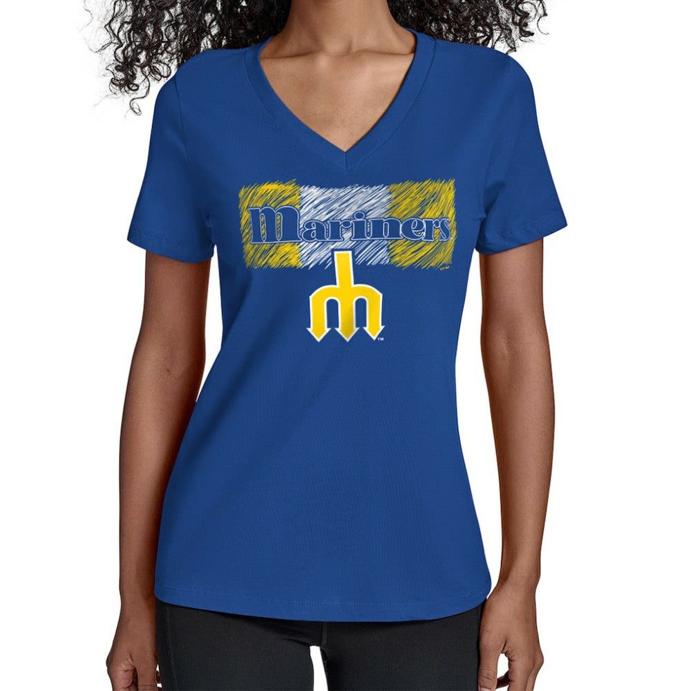 Seattle Mariners Starter Women's Team Color Shading V-Neck T-Shirt - MLB