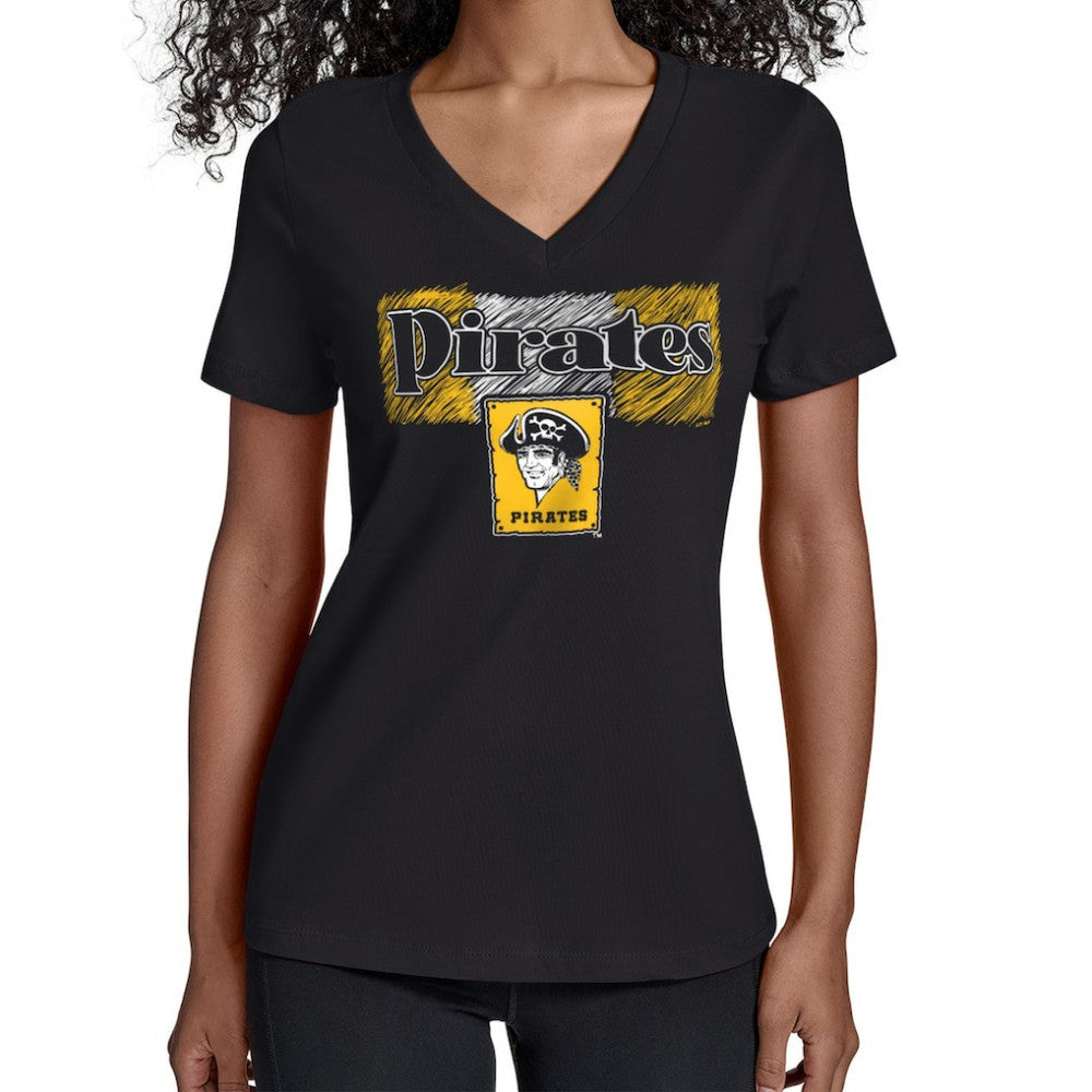 Pittsburgh Pirates Starter Women's Team Color Shading V-Neck T-Shirt - MLB