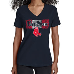 Boston Red Sox Starter Women's Team Color Shading V-Neck T-Shirt - MLB
