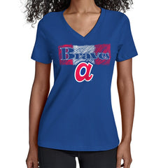 Atlanta Braves Starter Women's Team Color Shading V-Neck T-Shirt - MLB