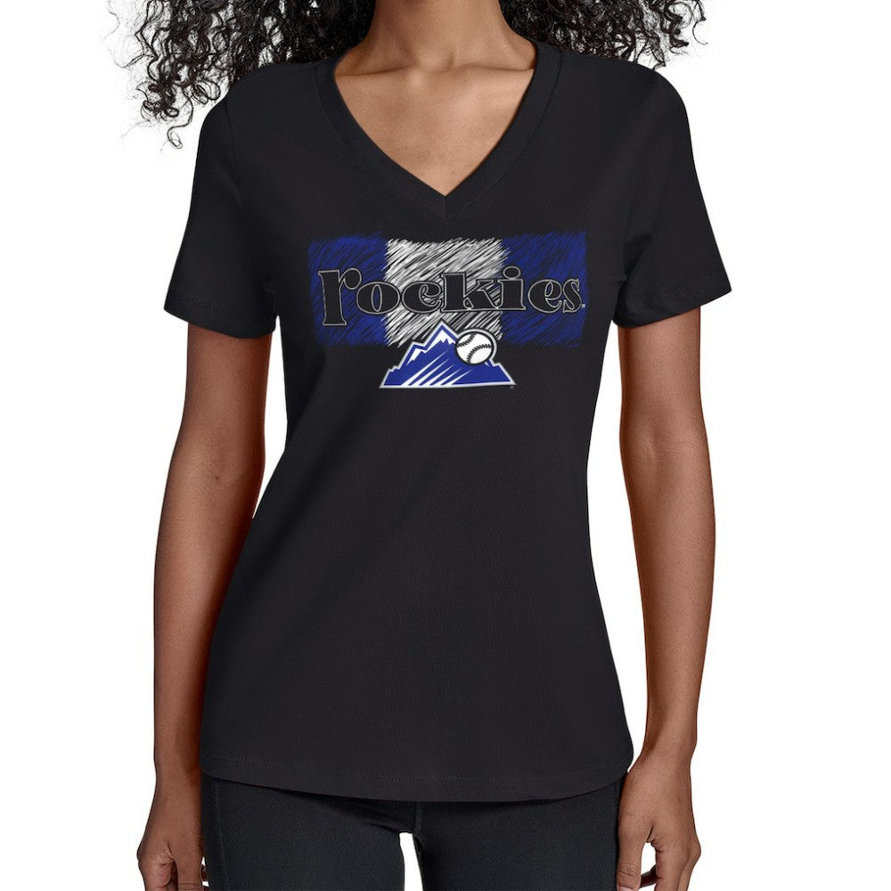 Colorado Rockies Starter Women's Team Color Shading V-Neck T-Shirt - MLB
