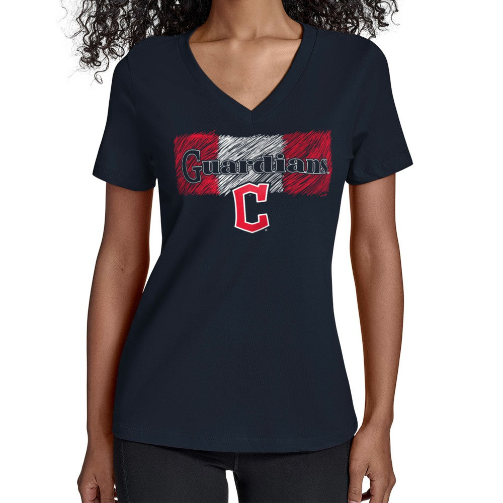 Cleveland Guardians Starter Women's Team Color Shading V-Neck T-Shirt - MLB
