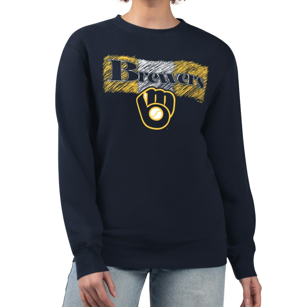 Milwaukee Brewers Starter Women's Team Color Shading Fleece Pullover Sweatshirt - MLB