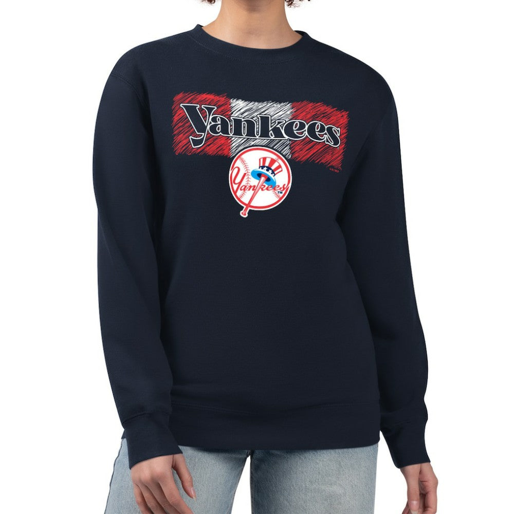 New York Yankees Starter Women's Team Color Shading Fleece Pullover Sweatshirt - MLB