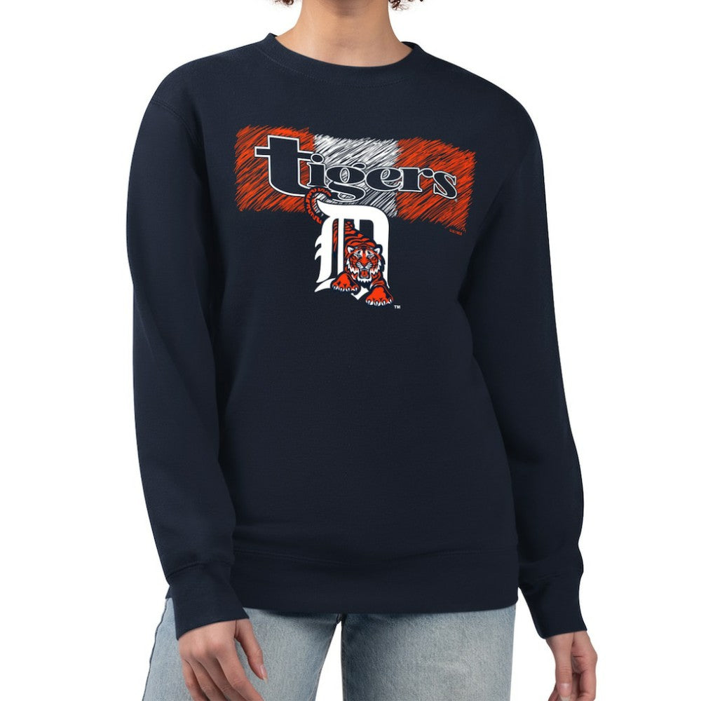 Detroit Tigers Starter Women's Team Color Shading Fleece Pullover Sweatshirt - MLB
