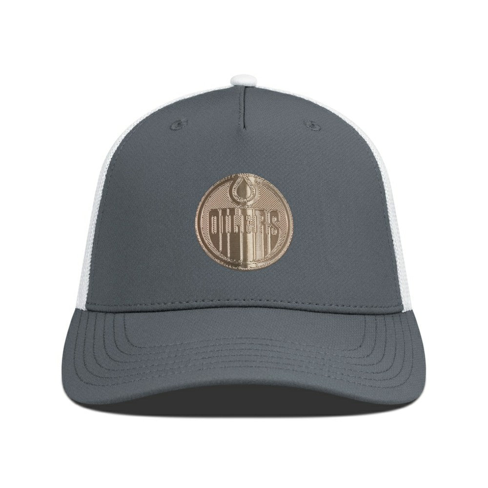 Edmonton Oilers Levelwear Signal Copper Insignia Trucker Adjustable Hat - Charcoal/White - NHL