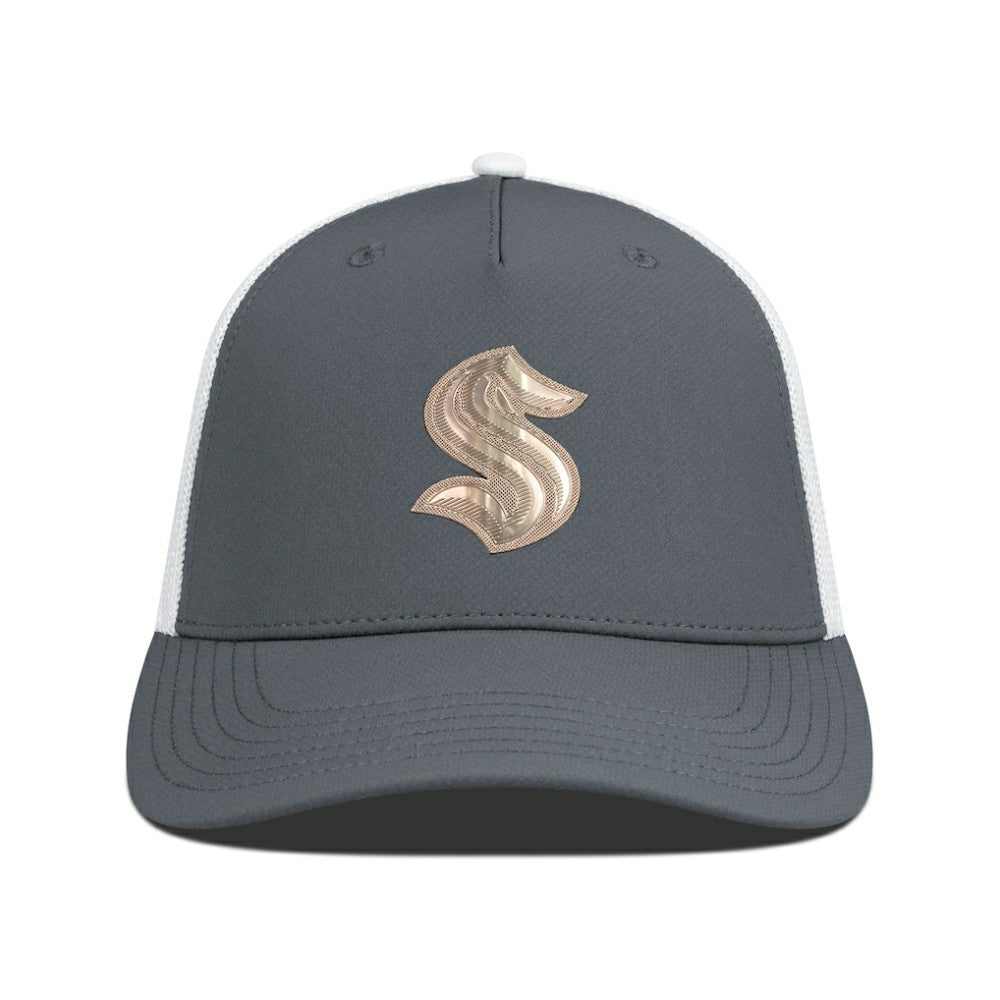 Seattle Kraken Levelwear Signal Copper Insignia Trucker Adjustable Hat - Charcoal/White - NHL