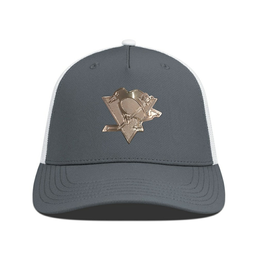 Pittsburgh Penguins Levelwear Signal Copper Insignia Trucker Adjustable Hat - Charcoal/White - NHL
