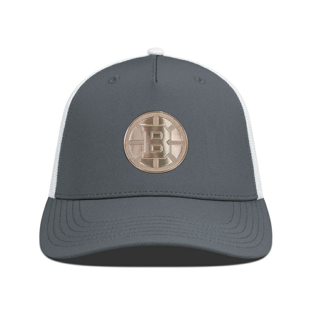 Boston Bruins Levelwear Signal Copper Insignia Trucker Adjustable Hat - Charcoal/White - NHL