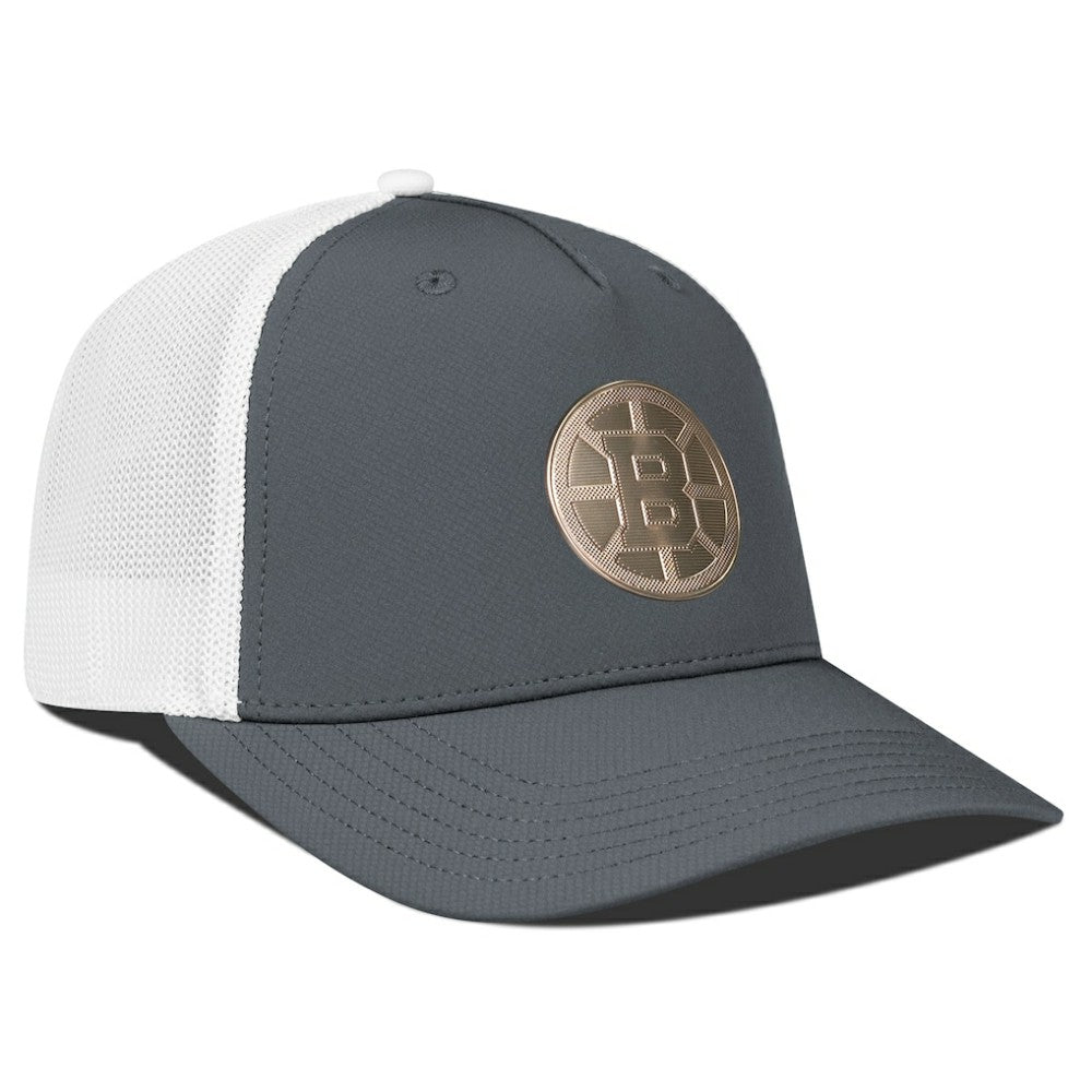 Boston Bruins Levelwear Signal Copper Insignia Trucker Adjustable Hat - Charcoal/White - NHL