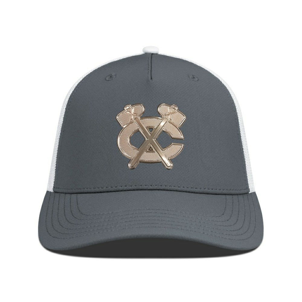 Chicago Blackhawks Levelwear Signal Copper Insignia Trucker Adjustable Hat - Charcoal/White - NHL