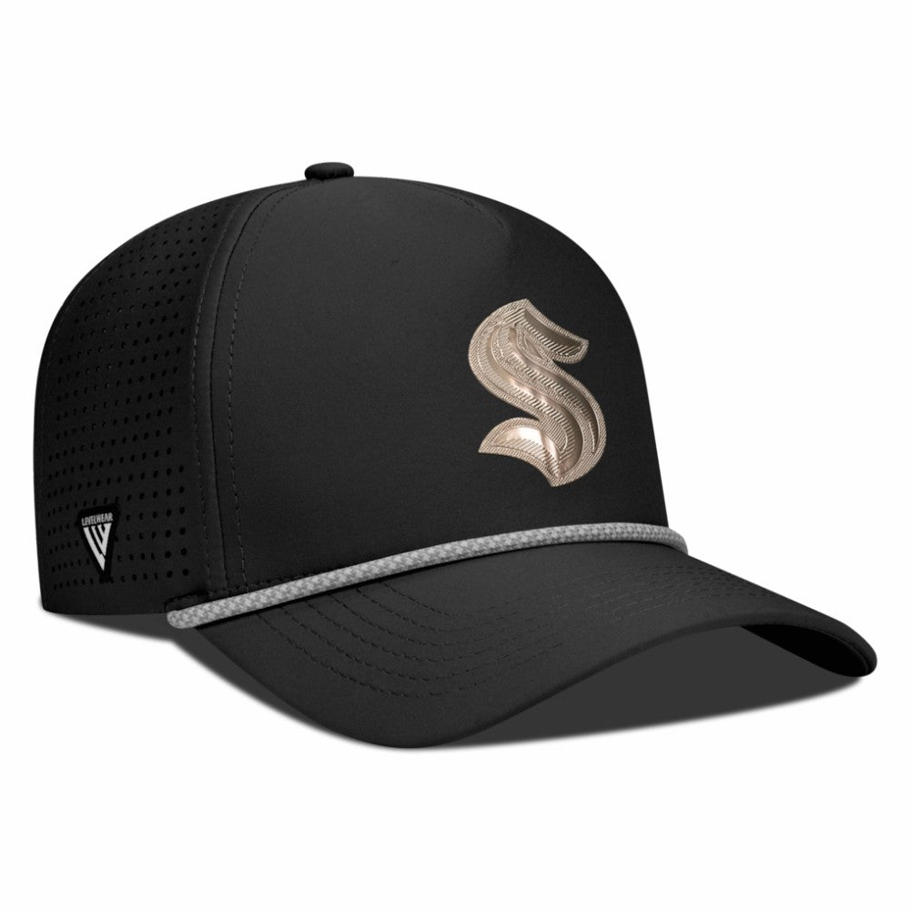 Seattle Kraken Levelwear Gordon Copper Insignia Vented Adjustable Hat - Black - NHL