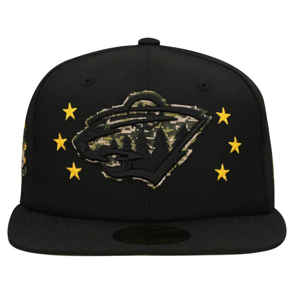 Minnesota Wild New Era Military Appreciation Digital Camo Stars 59FIFTY Fitted Hat - Black - NHL