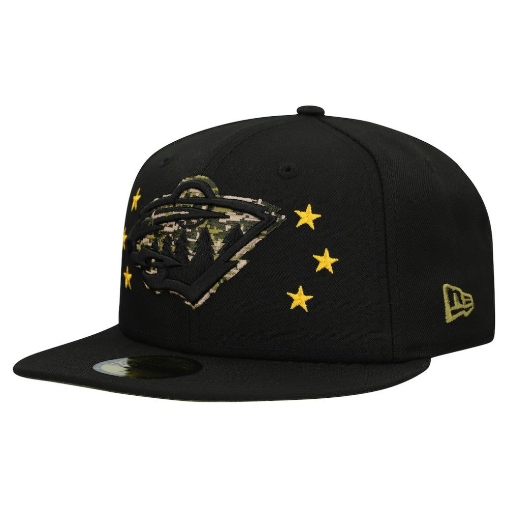 Minnesota Wild New Era Military Appreciation Digital Camo Stars 59FIFTY Fitted Hat - Black - NHL