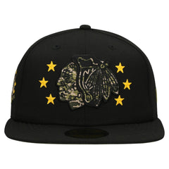 Chicago Blackhawks New Era Military Appreciation Digital Camo Stars 59FIFTY Fitted Hat - Black - NHL