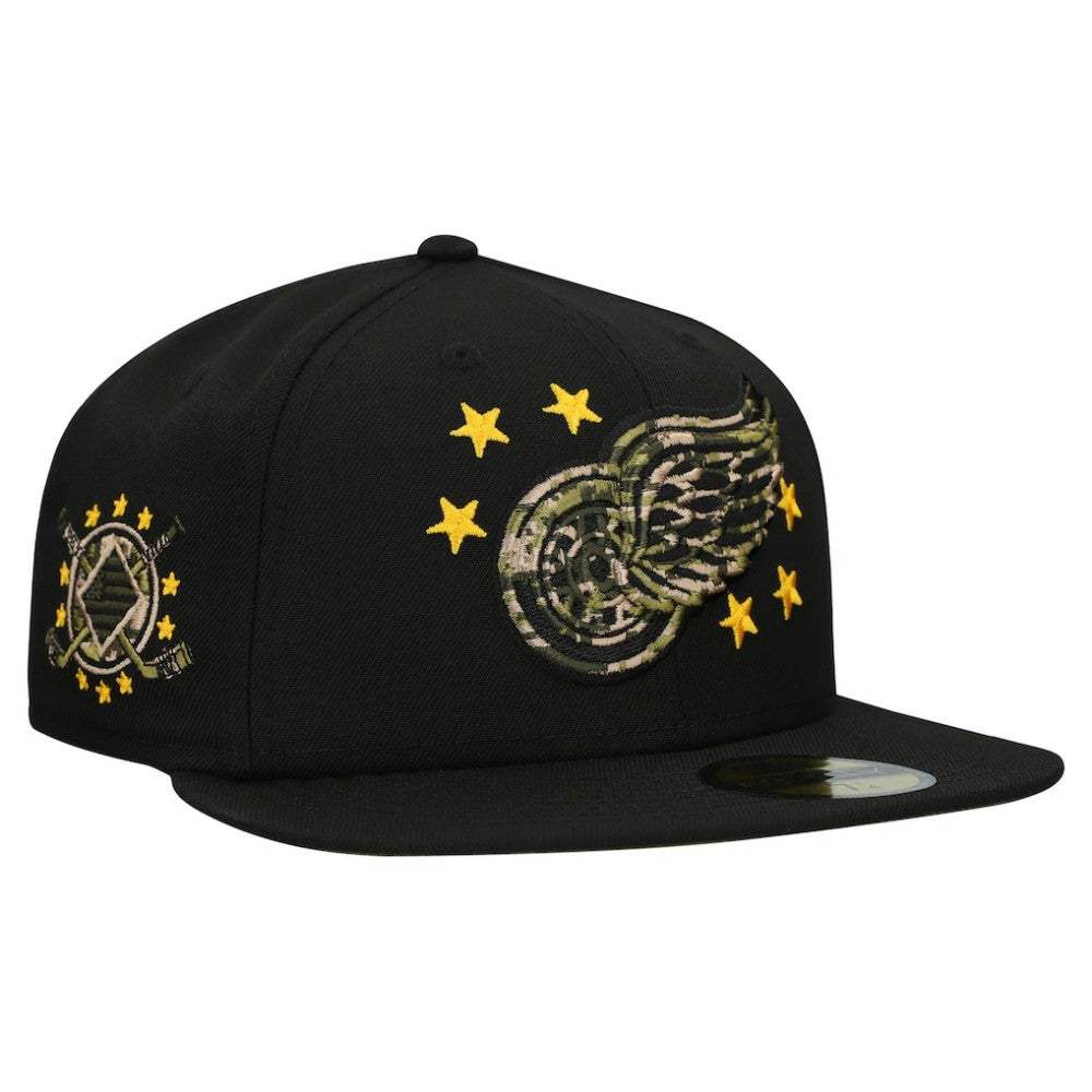 Detroit Red Wings New Era Military Appreciation Digital Camo Stars 59FIFTY Fitted Hat - Black - NHL
