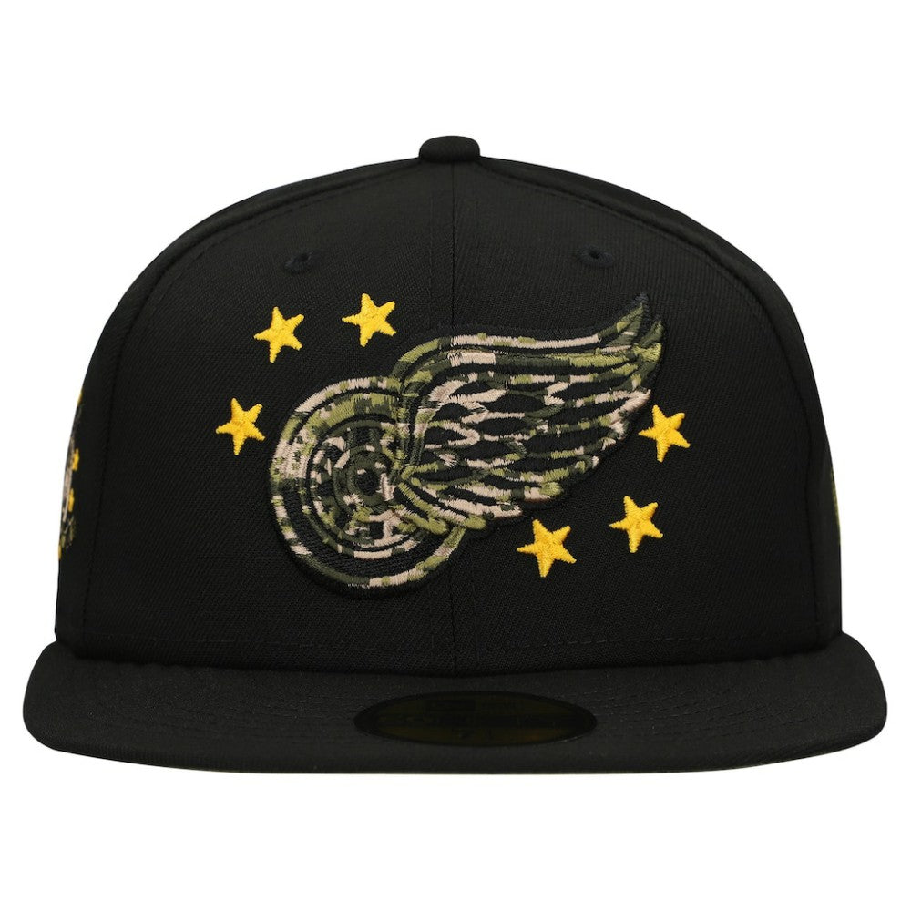 Detroit Red Wings New Era Military Appreciation Digital Camo Stars 59FIFTY Fitted Hat - Black - NHL