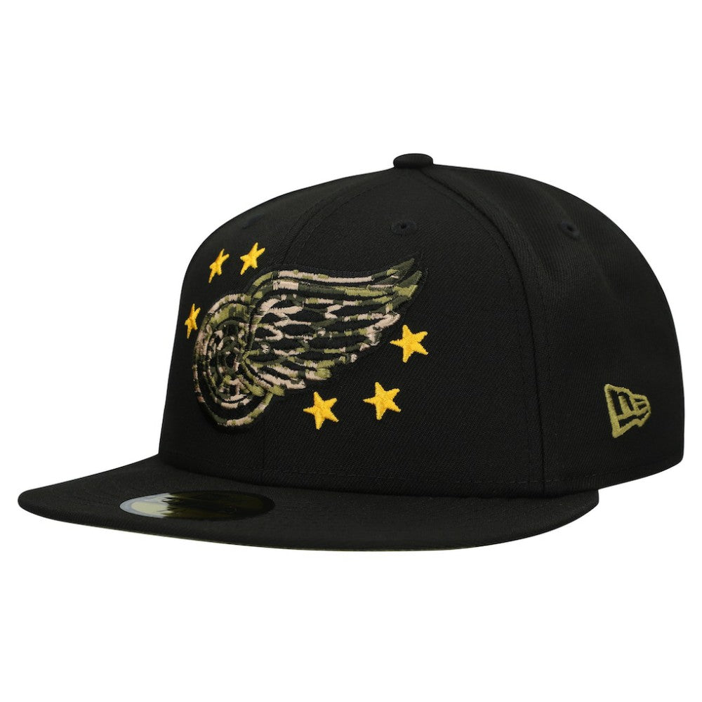 Detroit Red Wings New Era Military Appreciation Digital Camo Stars 59FIFTY Fitted Hat - Black - NHL