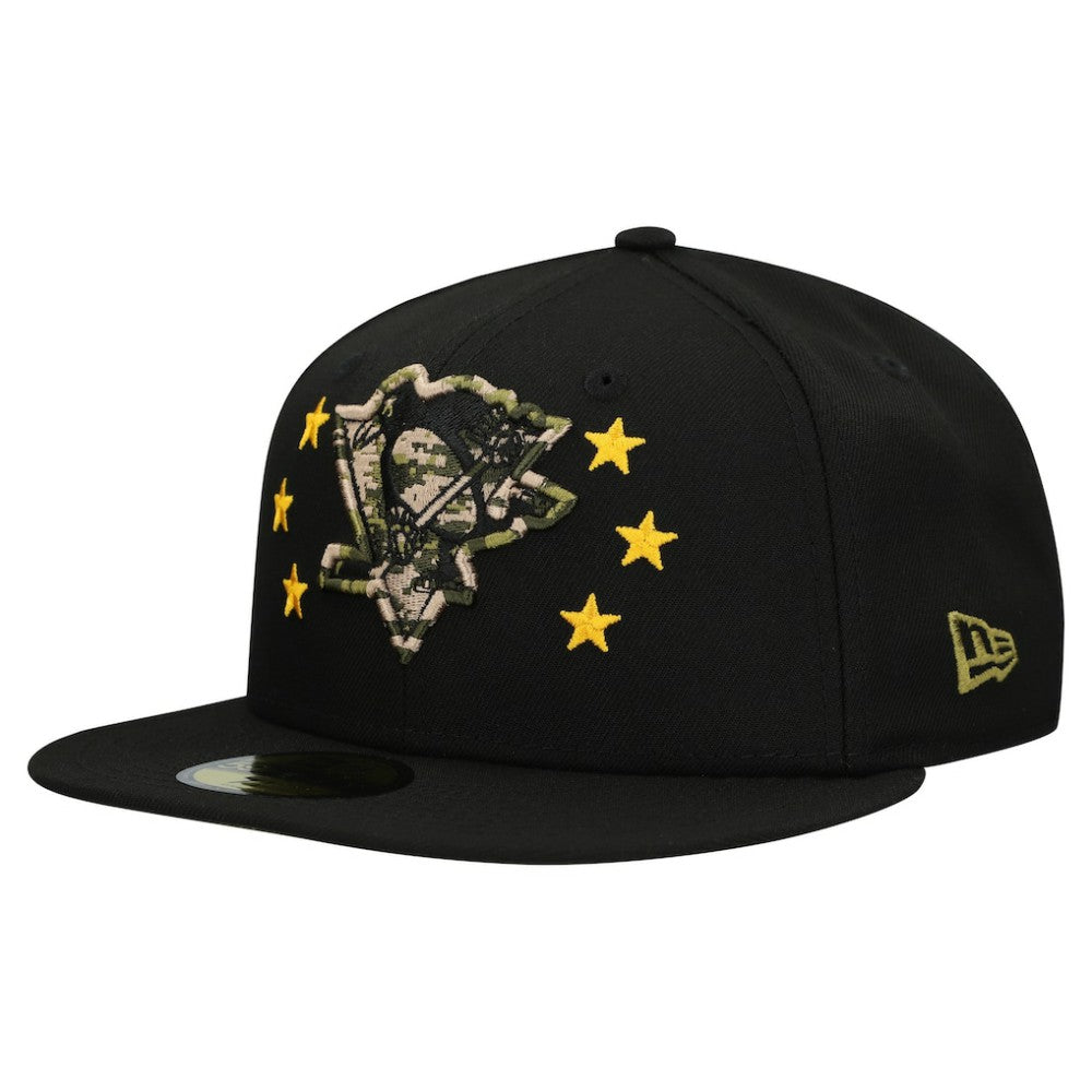 Pittsburgh Penguins New Era Military Appreciation Digital Camo Stars 59FIFTY Fitted Hat - Black - NHL