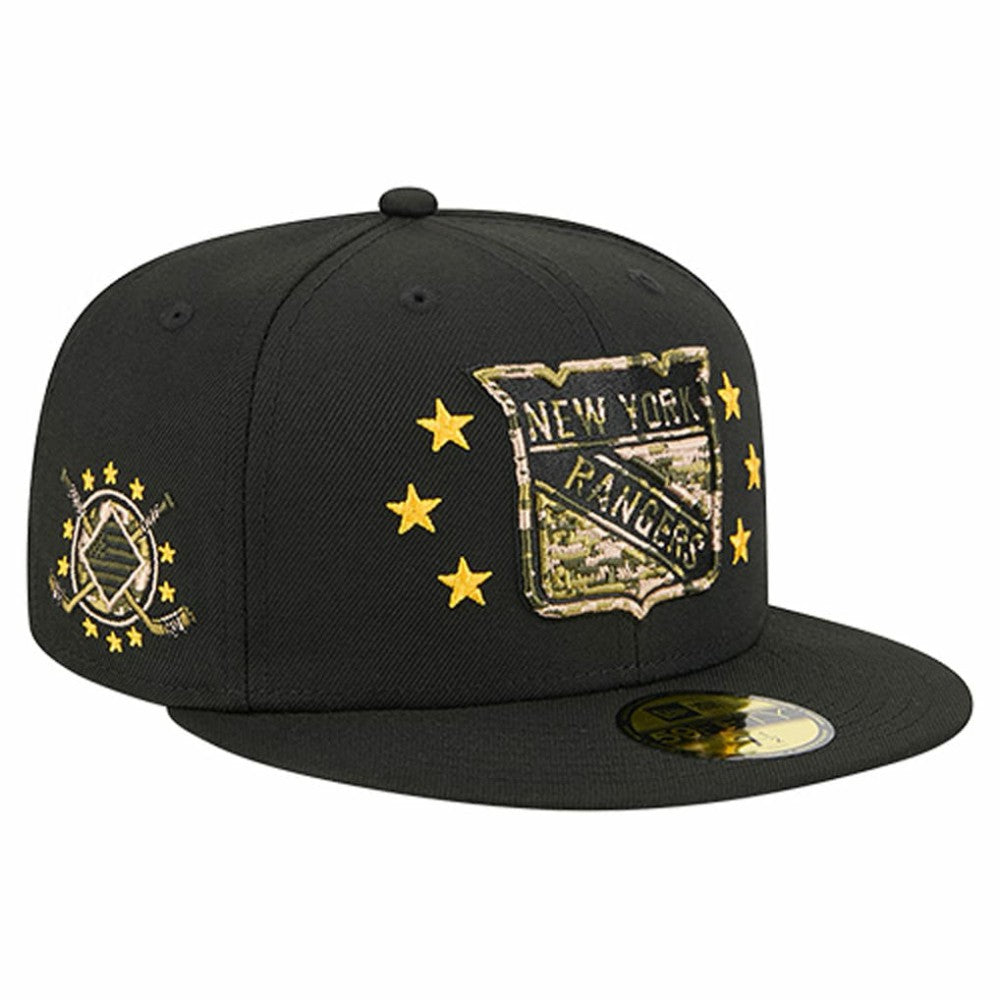 New York Rangers New Era Military Appreciation Digital Camo Stars 59FIFTY Fitted Hat - Black - NHL