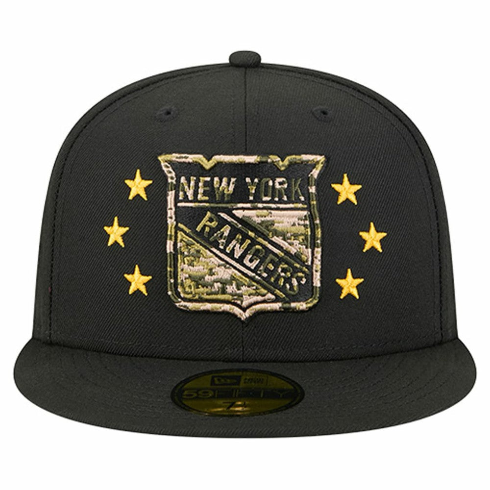 New York Rangers New Era Military Appreciation Digital Camo Stars 59FIFTY Fitted Hat - Black - NHL