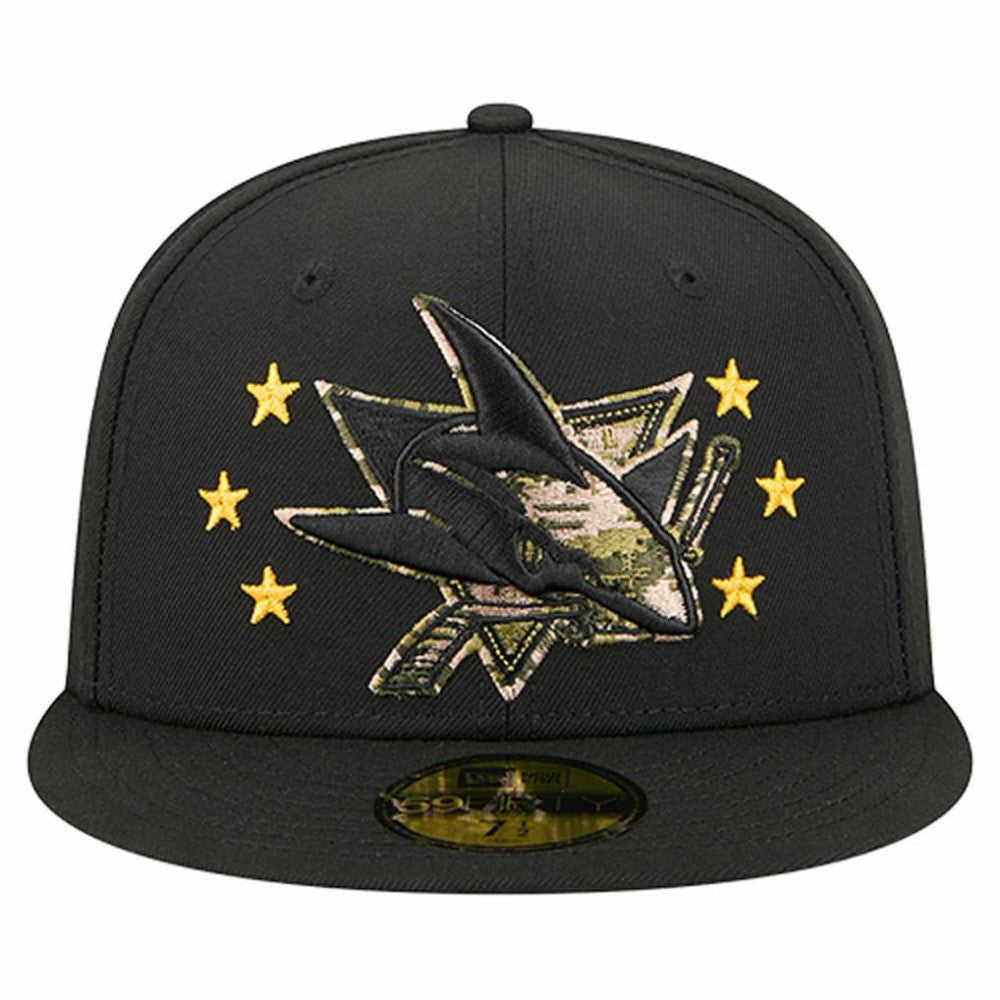 San Jose Sharks New Era Military Appreciation Digital Camo Stars 59FIFTY Fitted Hat - Black - NHL