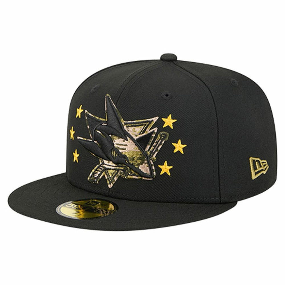 San Jose Sharks New Era Military Appreciation Digital Camo Stars 59FIFTY Fitted Hat - Black - NHL