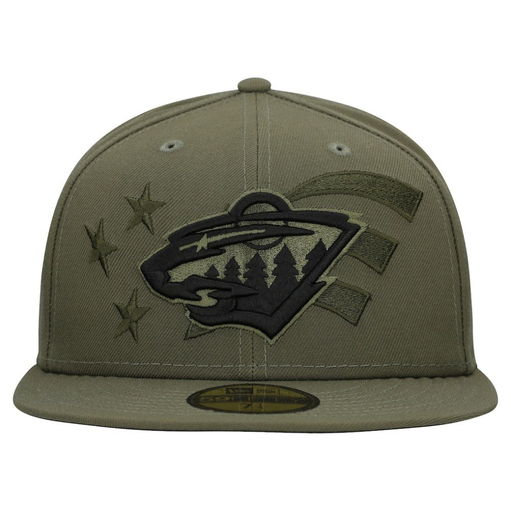 Minnesota Wild New Era Military Appreciation Flag 59FIFTY Fitted Hat - Olive - NHL