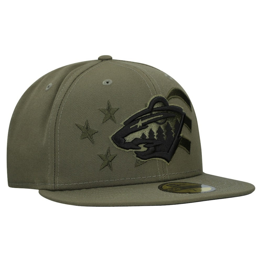 Minnesota Wild New Era Military Appreciation Flag 59FIFTY Fitted Hat - Olive - NHL